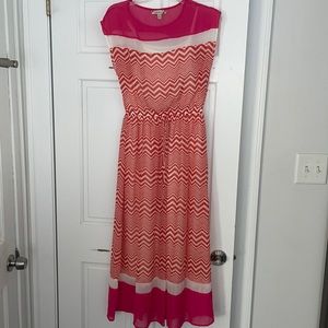 Speechless size 16 girls dress short sleeve pink & orange chevron Easter spring